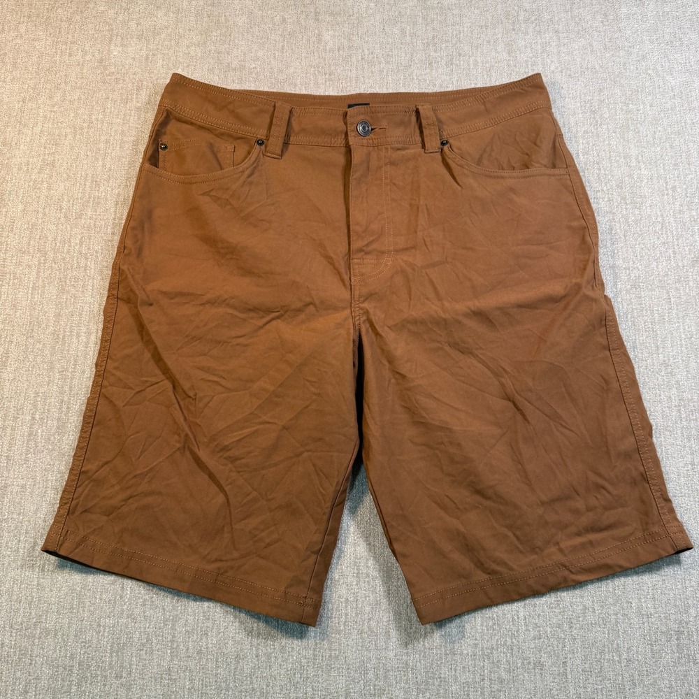 Prana Zion Shorts Mens 33 Brown Standard Fit Hiking Outdoor Stretch Nylon 11in